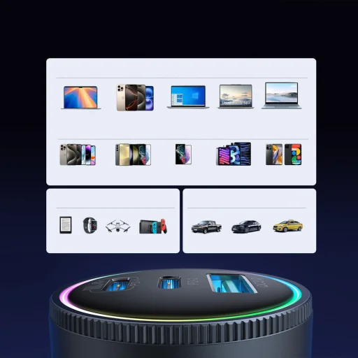 Joyroom JR-CCN07 145W Autós Töltő 2xUSB-C USB-A + 100W USB-C Kábel - Sötétszürke - 9