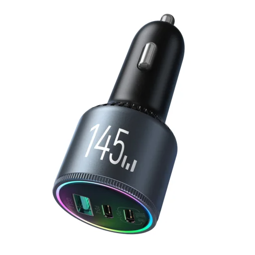 Joyroom JR-CCN07 145W Autós Töltő 2xUSB-C USB-A + 100W USB-C Kábel - Sötétszürke - 3
