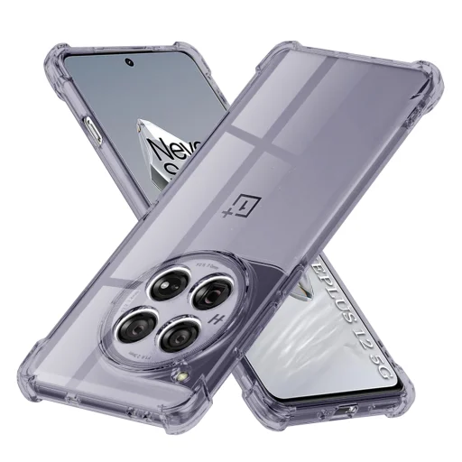 OnePlus 12 Techsuit nárazuvzdorný dymovo-čierny priehľadný silikónový obal - 1