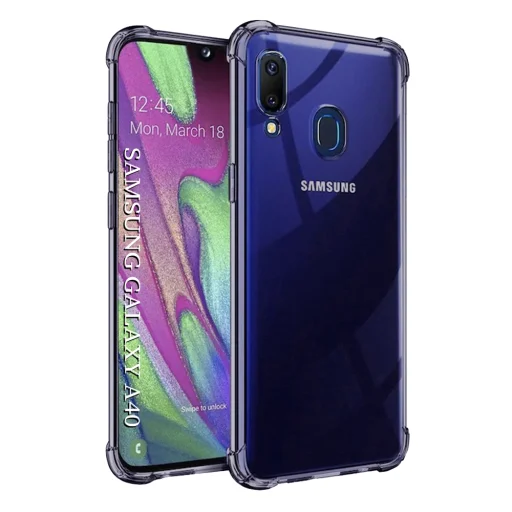 Samsung Galaxy A40 Smoke Black Techsuit Shockproof Clear Silicone tok - 1