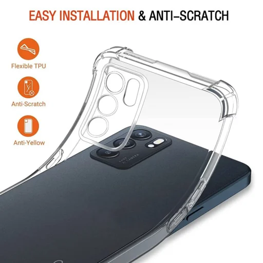 Oppo Reno6 5G Techsuit - Shockproof Clear Silicone - Átlátszó tok - 3