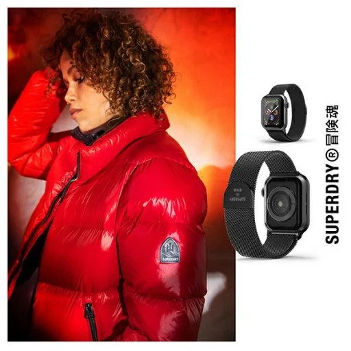 Apple Watch 38/40/41 mm Series 1/2/3/4/5/6/7/8/SE/SE2 SuperDry Watchband Chainmail fekete - 7