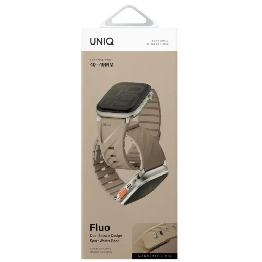 Apple Watch 40/41/42/44/45/46/49mm UNIQ Fluo Mágneses szíj bézs - 4