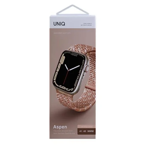 Apple Watch 38/40/41 mm UNIQ Aspen Szíj Fonott DE citrus rózsaszín - 4