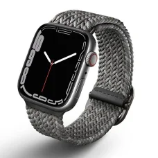 Apple Watch 42/44/45 mm (Series 1/2/3/4/5/6/7/8/9/SE/SE2/SE3) UNIQ Aspen fonott szíj kavicsszürke