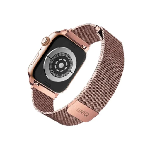 Apple Watch Series 1/2/3/4/5/6/7/8/9/SE/SE2/SE3 38/40/41mm UNIQ Dante rozé arany szíj - 2