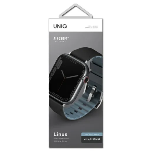 Apple Watch Series 1-8/SE/SE2/SE3 38/40/41 mm UNIQ Linus Szíj Airosoft Szilikon éjfekete - 3