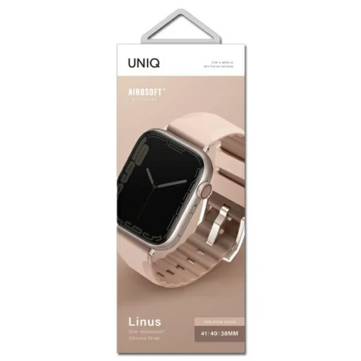 Apple Watch Series 1-8/SE/SE2/SE3 38/40/41mm UNIQ Linus pánt Airosoft szilikon rózsaszín - 3