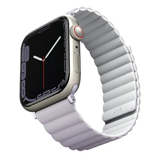 Apple Watch 1/2/3/4/5/6/7/8/9/SE/SE2/SE3 38/40/41 mm UNIQ Revix Kétoldalas Mágneses szíj lila-fehér - 2