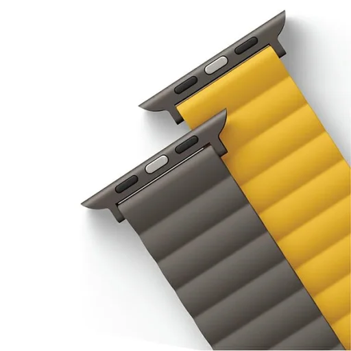 Apple Watch 1/2/3/4/5/6/7/8/9/SE/SE2/SE3/Ultra/Ultra 2/Ultra 3 42/44/45/49mm UNIQ Revix kétoldalas mágneses szíj mustár - 5