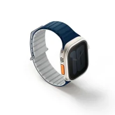 Apple Watch Series 1/2/3/4/5/6/7/8/9/SE/SE2/SE3/Ultra/Ultra2 42/44/45/49mm UNIQ Strap Revix Evo sötétkék-szürke