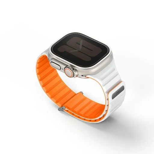 Apple Watch 42/44/45/49mm Series 1/2/3/4/5/6/7/8/9/SE/SE2/SE3/Ultra/Ultra2 UNIQ Revix Evo szíj - Narancs-Fehér - 2