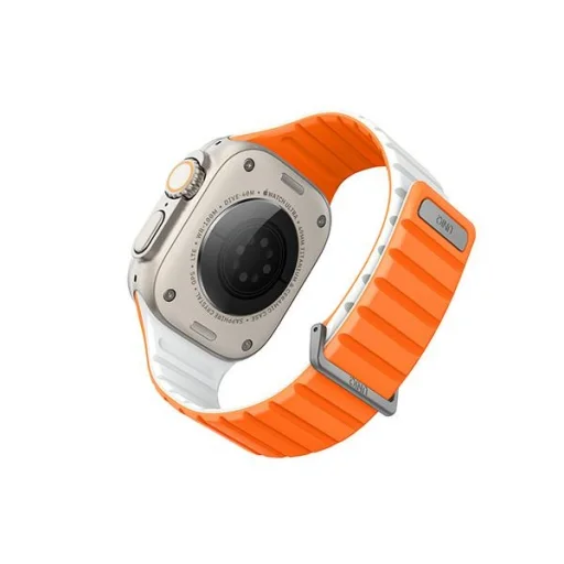 Apple Watch 42/44/45/49mm Series 1/2/3/4/5/6/7/8/9/SE/SE2/SE3/Ultra/Ultra2 UNIQ Revix Evo szíj - Narancs-Fehér - 3