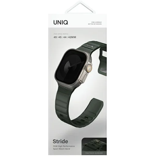 UNIQ Stride Apple Watch 1/2/3/4/5/6/7/8/9/SE/SE2/SE3/Ultra/Ultra2/Ultra3 42/44/45/49mm szíj, sötétzöld - 7