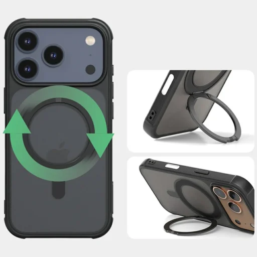 iPhone 17 Pro Max Araree Duple M Stand MagSafe fekete tok - 5