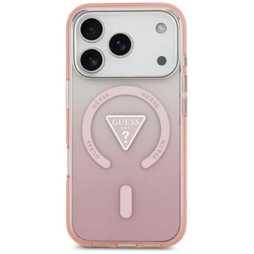 iPhone 17 Pro Guess IML Gradient Triangle Logo MagSafe rózsaszín tok - 5