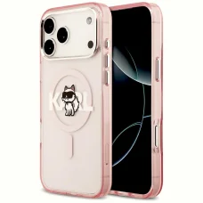iPhone 17 Pro Max Karl Lagerfeld IML Choupette Sketch Logo MagSafe rózsaszín tok
