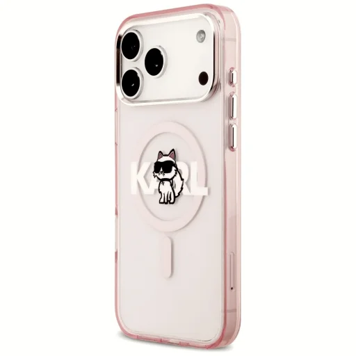 iPhone 17 Pro Max Karl Lagerfeld IML Choupette Sketch Logo MagSafe rózsaszín tok - 2