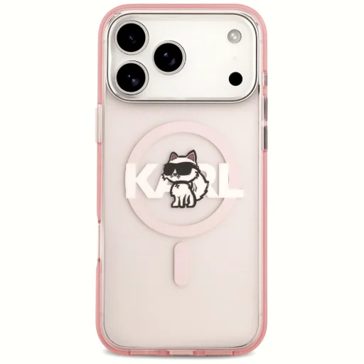 iPhone 17 Pro Max Karl Lagerfeld IML Choupette Sketch Logo MagSafe rózsaszín tok - 3