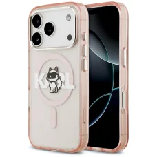 iPhone 17 Pro Karl Lagerfeld IML Choupette Sketch Logo MagSafe tok Rózsaszín
