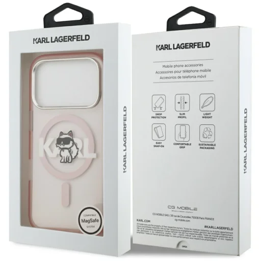 iPhone 17 Pro Karl Lagerfeld IML Choupette Sketch Logo MagSafe tok Rózsaszín - 8