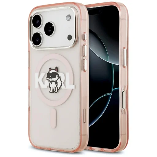 iPhone 17 Pro Karl Lagerfeld IML Choupette Sketch Logo MagSafe tok Rózsaszín - 1