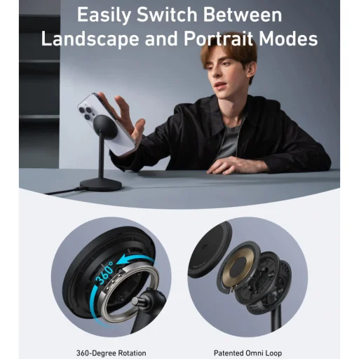 Anker MagGo Stand vezeték nélküli töltő, 15W, 1.67A, fekete A25X1H11 - 4