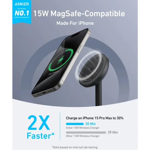 Anker MagGo Stand vezeték nélküli töltő, 15W, 1.67A, fekete A25X1H11 - 5