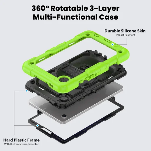 Samsung Galaxy Tab A9 Plus 11.0 (X210/X215/X216) tablet tok vállpánttal (zöld/fekete) ütésálló - 2