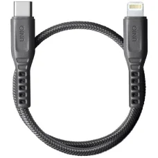 UNIQ Flex kábel USB-C-Lightning 18W nejlon 30 cm faszén szürke