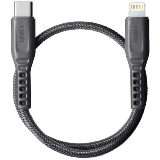 UNIQ Flex kábel USB-C-Lightning 18W nejlon 30 cm faszén szürke - 1