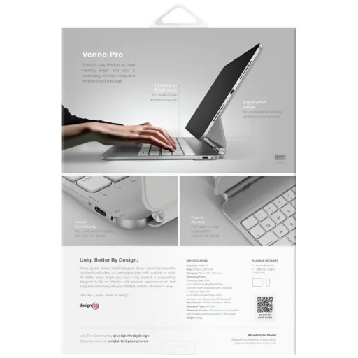 iPad Pro 11" M4 (2024) UNIQ Venno Pro Mágneses Okos Tok billentyűzettel fehér tok - 9