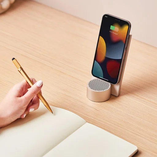 Lexon City Energy Pro 10W Vezeték nélküli Töltő Bluetooth Hangszóróval világos arany - 4