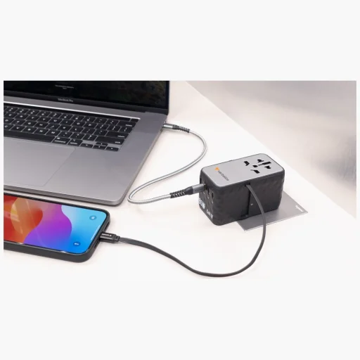 Verbatim EU/UK/US GaN USB-A/3xUSB-C PD 85W CNT-02 fekete utazó adapter - 4