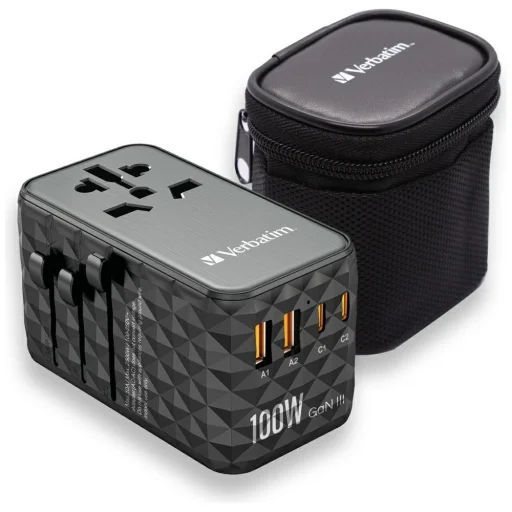 Verbatim Travel Adapter EU/UK/US GaN 2xUSB-A/2xUSB-C PD 100W UTA-06 fekete 32121 - 3