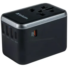 Verbatim UTA-04 Utazó Adapter EU/UK/US 3xUSB-A/2xUSB-C PD 61W Fekete