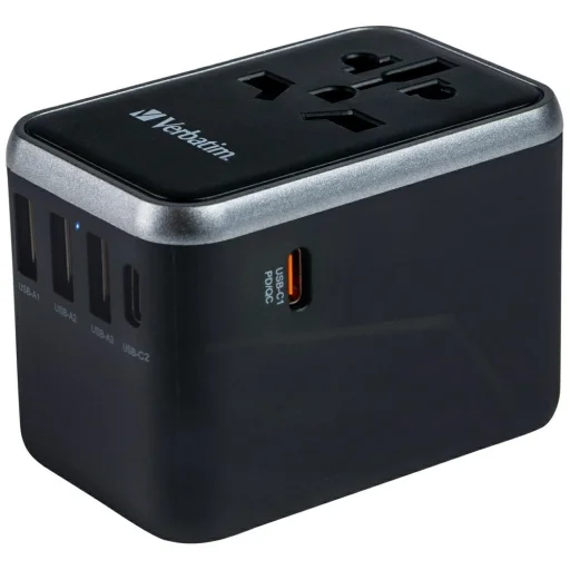 Verbatim UTA-04 Utazó Adapter EU/UK/US 3xUSB-A/2xUSB-C PD 61W Fekete - 1