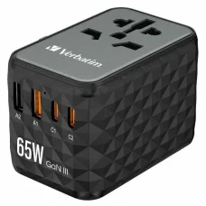 Verbatim Travel Adapter EU/UK/US GaN 2xUSB-A/2xUSB-C PD 65W UTA-05 fekete