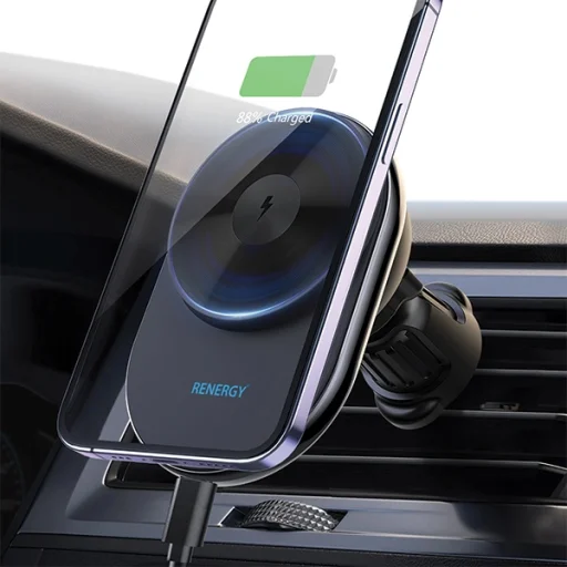 iPhone MagSafe Araree Renergy AM15V vezeték nélküli tartó autórácsra fekete - 4