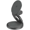 iPhone Gyre Összecsukható 3 az 1-ben Vezeték nélküli Töltő Forgatható Alappal 15W Gyors Töltés - Sötétszürke thumbnail