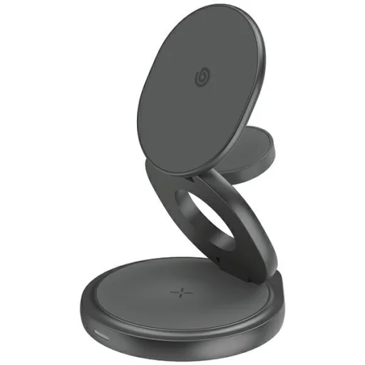 iPhone Gyre Összecsukható 3 az 1-ben Vezeték nélküli Töltő Forgatható Alappal 15W Gyors Töltés - Sötétszürke - 1