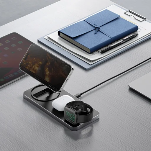 ENERGEA Bazic GoMag Állomás 3 az 1-ben Vezeték nélküli Töltőállomás 15W Gyors Töltés Fekete MagSafe - 8