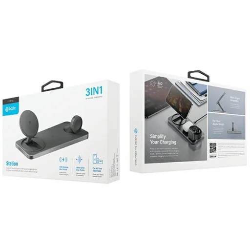 ENERGEA Bazic GoMag Állomás 3 az 1-ben Vezeték nélküli Töltőállomás 15W Gyors Töltés Fekete MagSafe - 9