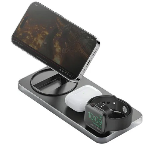 ENERGEA Bazic GoMag Állomás 3 az 1-ben Vezeték nélküli Töltőállomás 15W Gyors Töltés Fekete MagSafe - 1