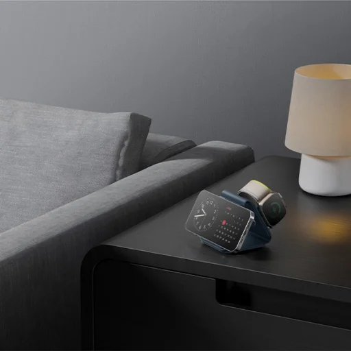 ENERGEA Bazic GoMag Trio Plus Kompakt Összecsukható 3 az 1-ben Vezeték nélküli Töltő 15W Gyors Töltés Rózsaszín - 6