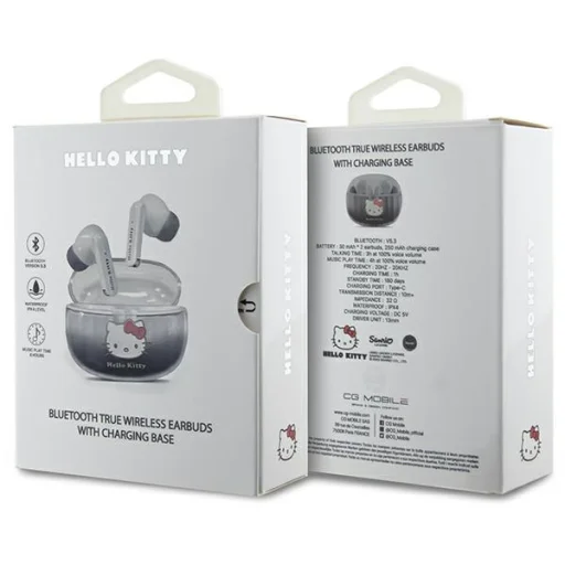 Hello Kitty Bluetooth fülhallgató HKTWSHDGKEK TWS + dokkoló állomás fekete átmenetes galvanizált logó - 4