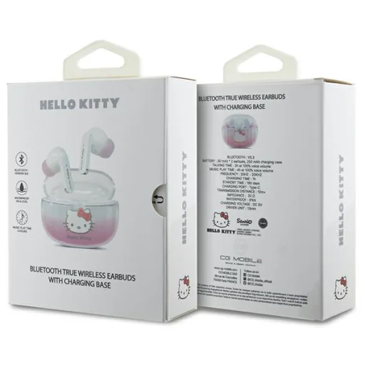 Hello Kitty Bluetooth fülhallgató TWS + dokkoló állomás rózsaszín átmenetes elektroplating logó - 4