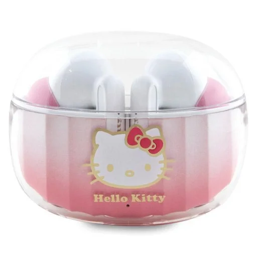 Hello Kitty Bluetooth fülhallgató TWS + dokkoló állomás rózsaszín átmenetes elektroplating logó - 1