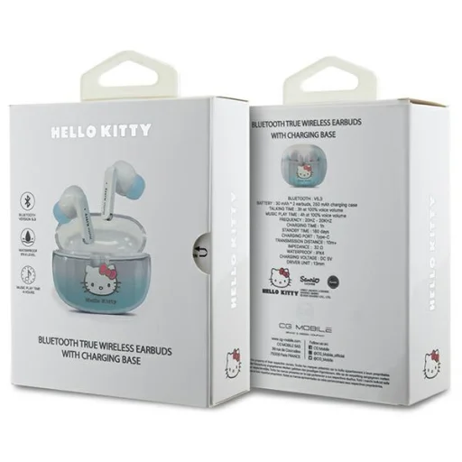 Hello Kitty Bluetooth fülhallgató HKTWSHDGKEQ TWS + dokkoló állomás kék árnyalatú elektroplating logó - 4