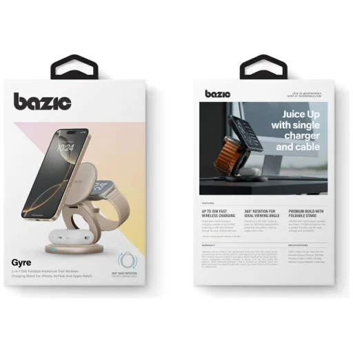 Foldable 3in1 15W Gyors Töltő Állomás Arany - 8